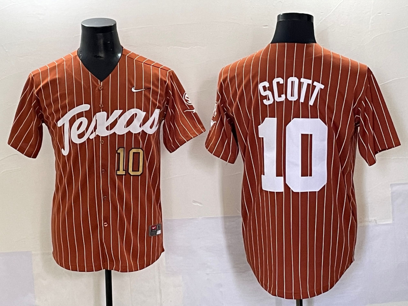 Men Texas Longhorns #10 Scott brown Nike joint Name NCAA 2025 Jersey style 8->ncaa teams->NCAA Jersey